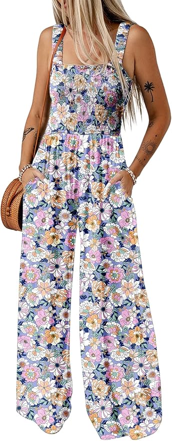 Dokotoo Printed Wide Leg Sleeveless Romper